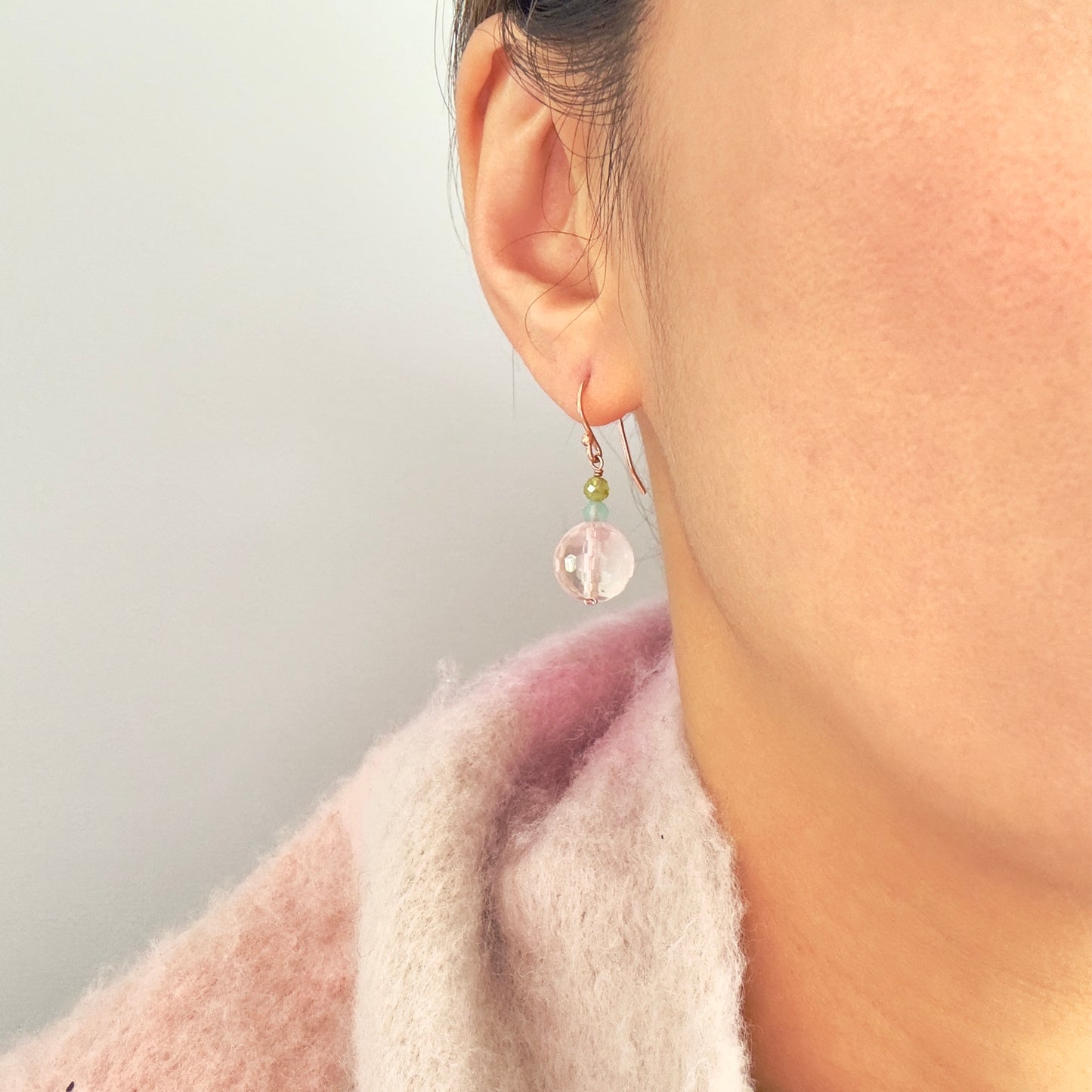 Calm & Joy Earrings – Peridot, Amazonite & Rose Quartz Beads