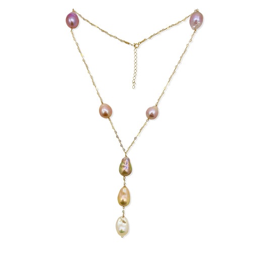 Grace & Golden Light Necklace – Freshwater Pearl & Yellow Gold Pendant