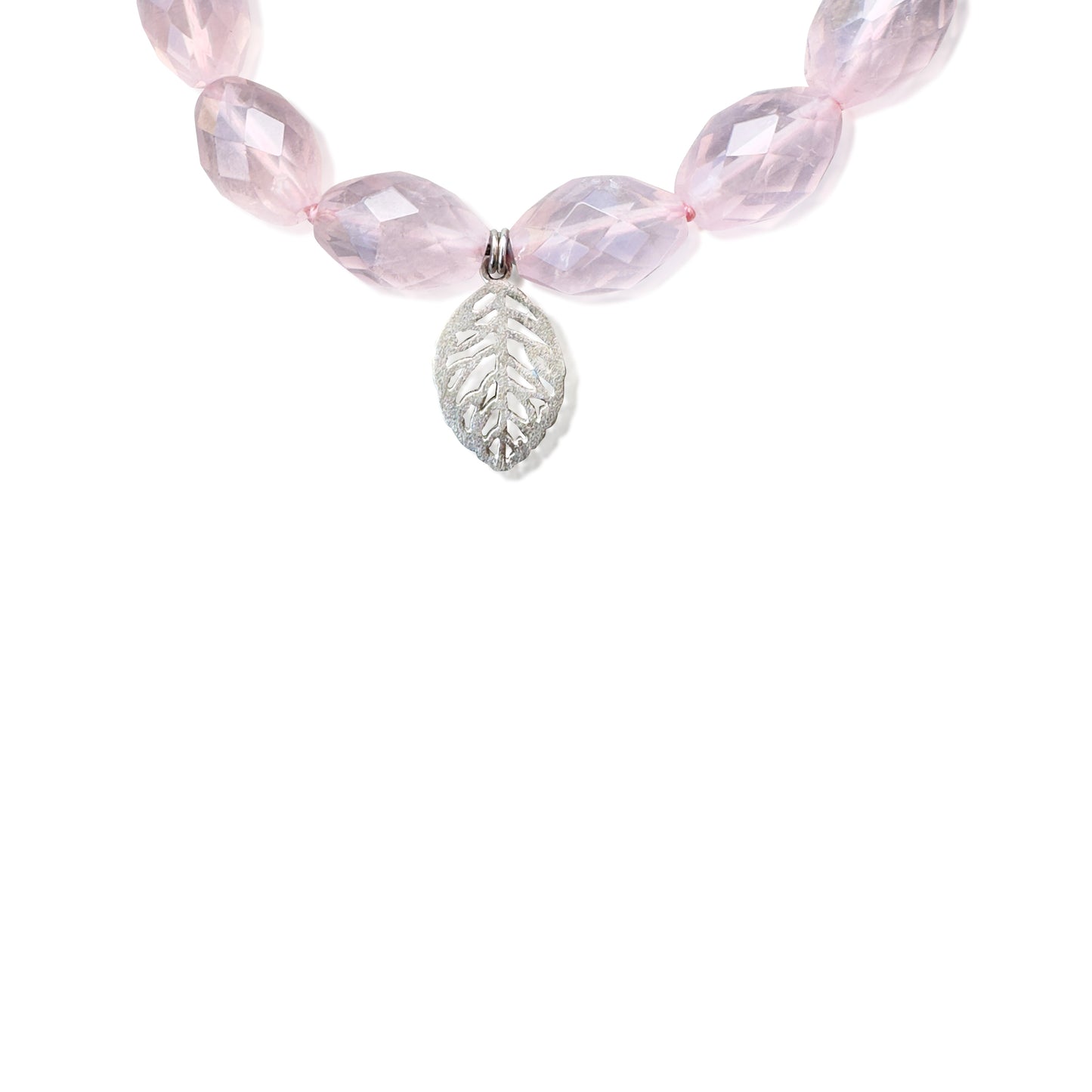 Grace & Love Bracelet – Rose & Silver Leaf Charm