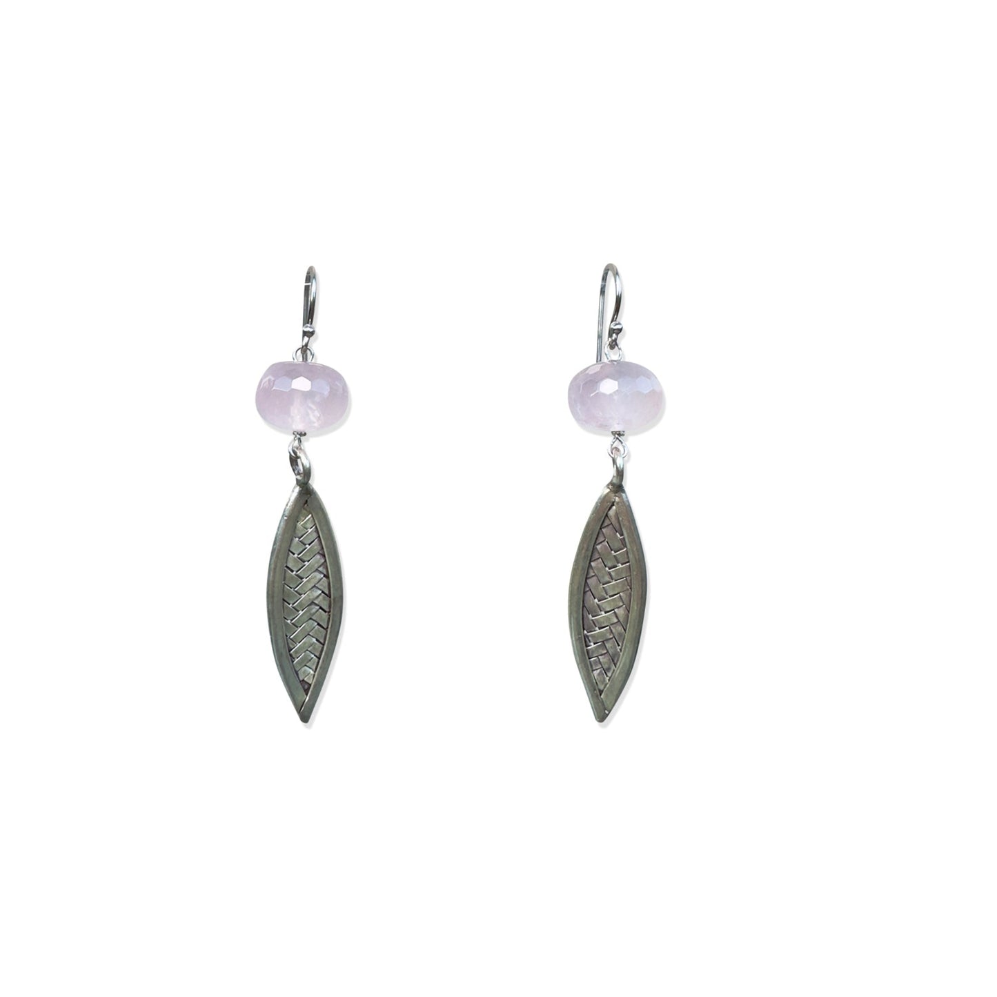 Grace & Quiet Strength Earrings – Pure Silver Braid Bead & Rose Quartz