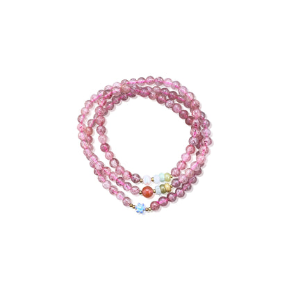 Grace & Sweet Renewal Bracelet – Strawberry Quartz Multi Strand Beads