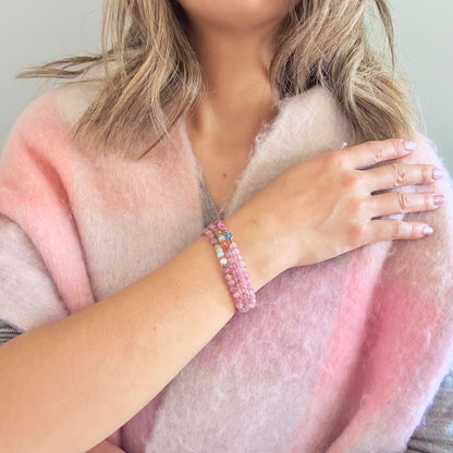 Grace & Sweet Renewal Bracelet – Strawberry Quartz Multi Strand Beads