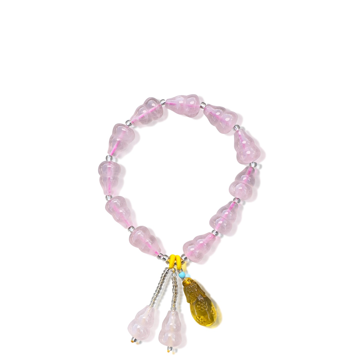 Grace & Warmth Bracelet – Rose Quartz Gourd & Citrine Carved Beads