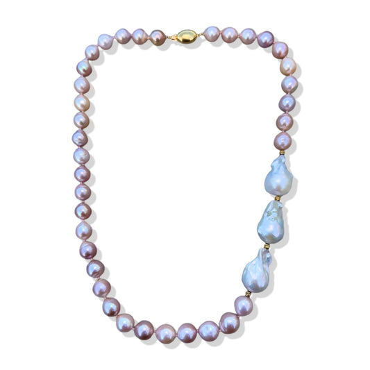 Inner Peace Necklace with Baroque and Pink Pearl