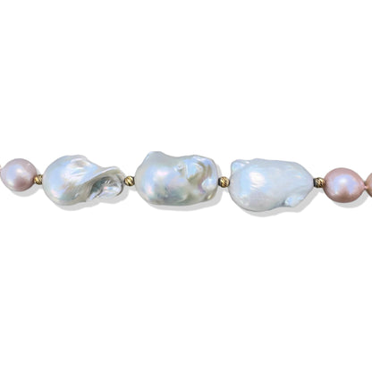 Inner Peace Necklace with Baroque and Pink Pearl