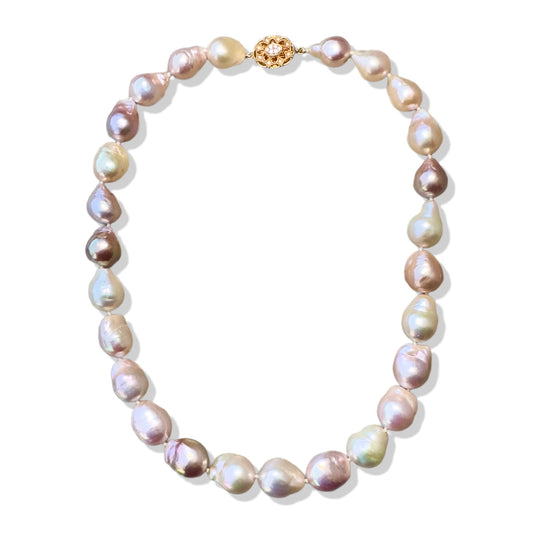 Inner Peace Necklace with Multi Pink Baroque Pearl