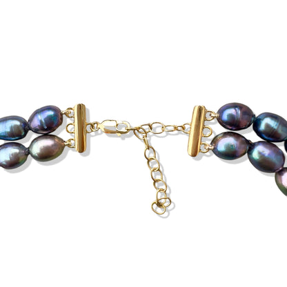 Inner Peace Double Strand Necklace with Pearl and Citrine
