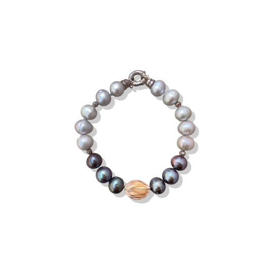Inner Peace Bracelet with Pearl and Pure Silver Bead