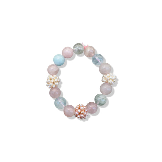 Inner Peace Bracelet with Mix Beryl and Pearl Cluster