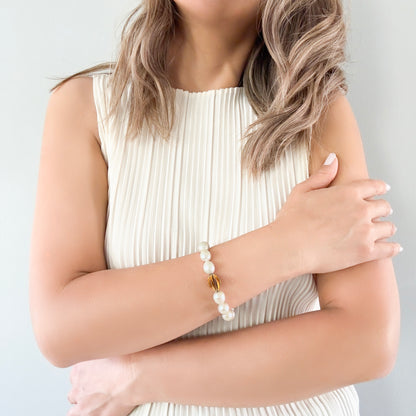 Inner Peace Bracelet with Freshwater Pearl and Gold Fill Bead