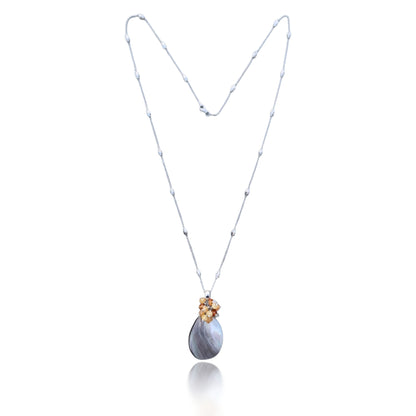 Inner Peace Cluster Pendant with Mother of Pearl and Carnelian