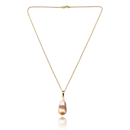 Inner Peace Pendant with Pink Baroque Pearl and Gold