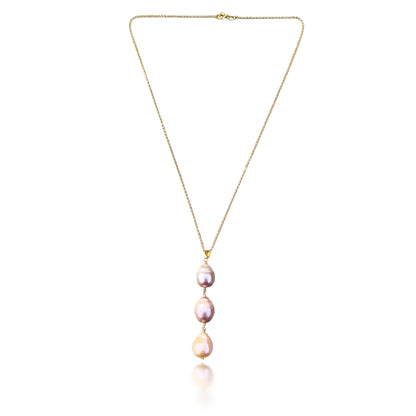 Inner Peace Pendant with Three Pink Baroque Pearls
