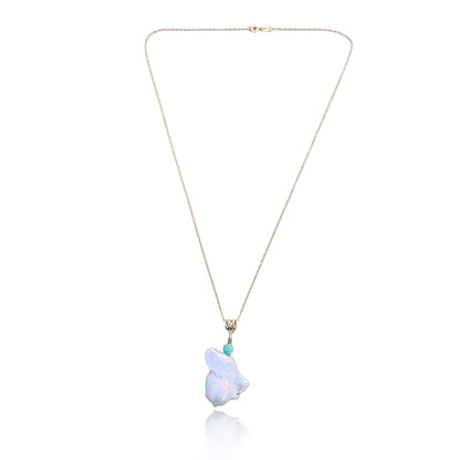 Inner Peace Pendant with White Baroque Pearl, Amazonite and Gold
