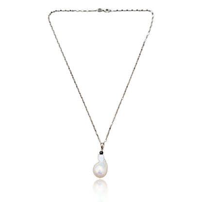 Inner Peace Pendant with White Baroque Pearls and Black Spinel