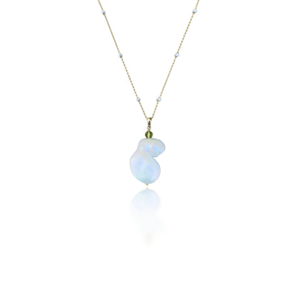 Inner Peace Pendant with White Baroque Pearl and Peridot
