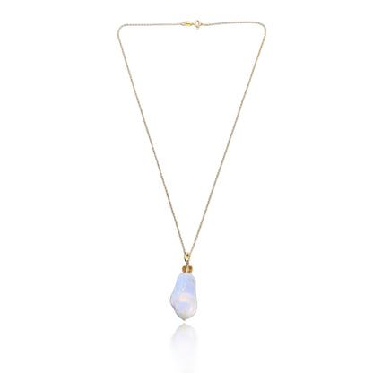 Inner Peace Pendant with White Baroque Pearl, Citrine and Gold