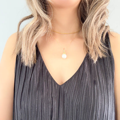 Inner Peace Pendant with White Baroque Pearl and Gold