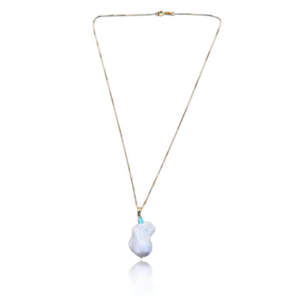 Inner Peace Pendant with White Baroque Pearl and Turquoise