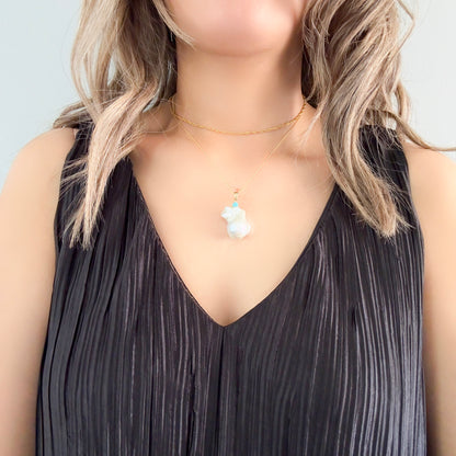 Inner Peace Pendant with White Baroque Pearl and Turquoise