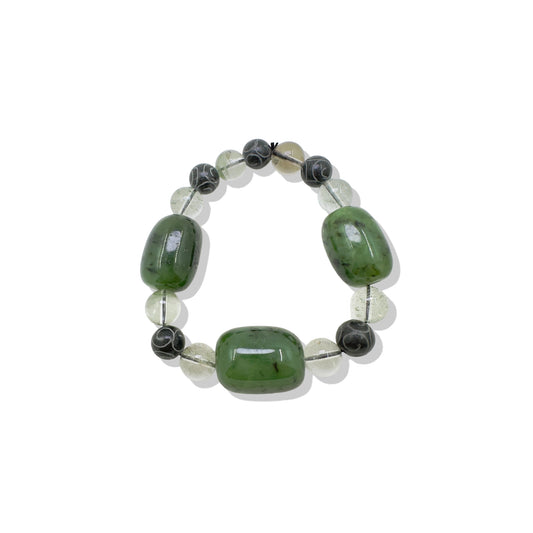 Joy bracelet with Maw Sit Sit , Green Phantom Quartz and Antique Jasper