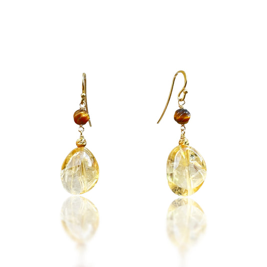 Joy Earrings with Citrine and Tiger’s Eye