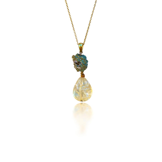 Joy Pendant with Citrine and Pyrite