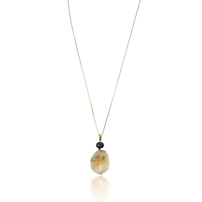 Joy Pendant with Citrine and Peacock Freshwater Pearl