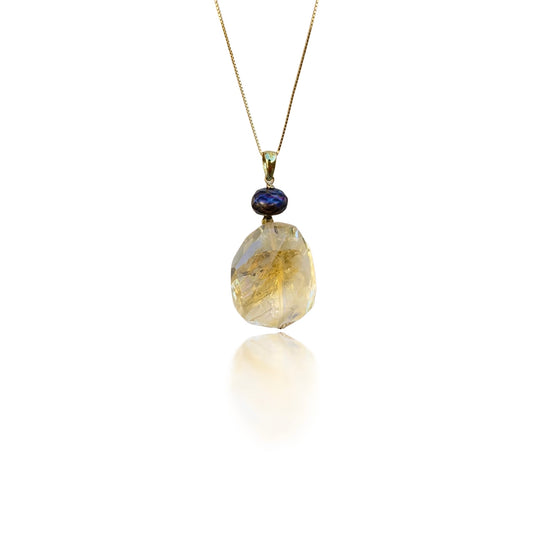 Joy Pendant with Citrine and Peacock Freshwater Pearl