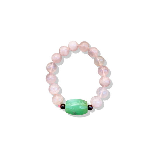 Love Bracelet with Rose quartz, Chrysoprase and Garnet