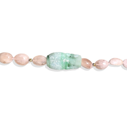 Love Necklace with Morganite and Jade Vase Carving Bead