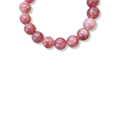 Love bracelet with Strawberry Quartz and Burma Jade Gourd Carving