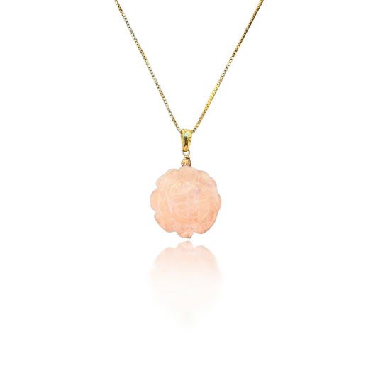 Love Pendant with Morganite Carving and Gold