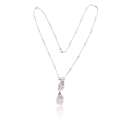 Love Pendant Necklace with Rose Quartz and Garnet