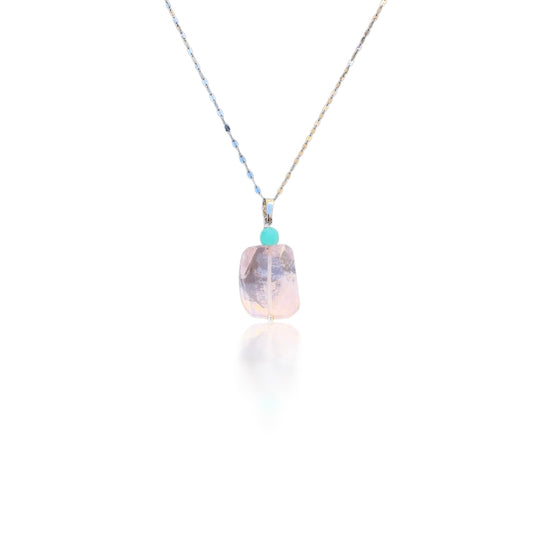 Love Pendant Necklace with Rose Quartz and Amazonite