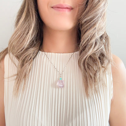 Love Pendant Necklace with Rose Quartz and Amazonite