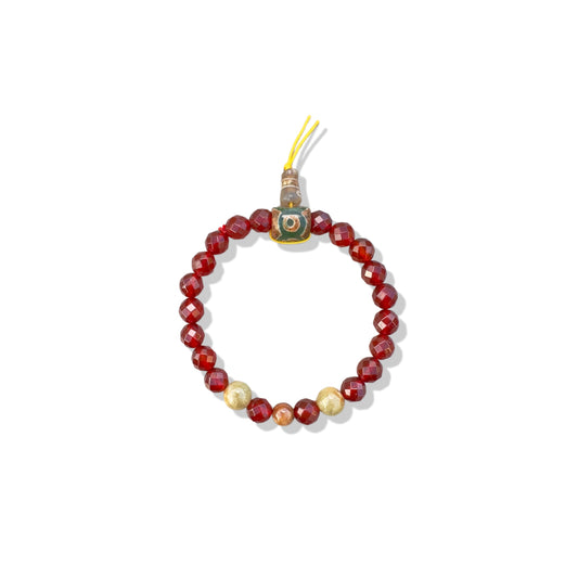 Motivation Bracelet with Red Carnelian, Burma Jade and Tibet Agate Gourd