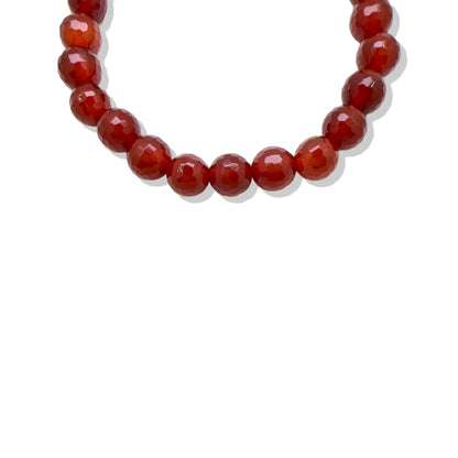 Motivation Bracelet with Red Carnelian, Jade Gourd Charm Stretch Bracelet