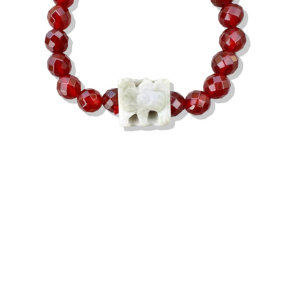 Motivation Bracelet with Red Carnelian, Jade and Enamel Silver Bead