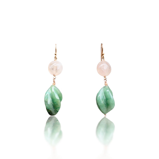 Opportunity Earring with Green Aventurine and Morganite
