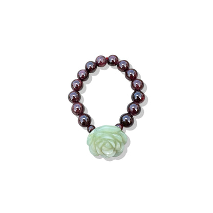 Passion Bracelet with Granet and Green Chalcedony Flower