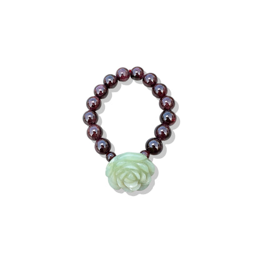 Passion Bracelet with Granet and Green Chalcedony Flower