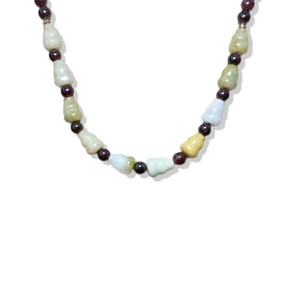 Passion Necklace with Garnet, Burma Jade Gourd Carving