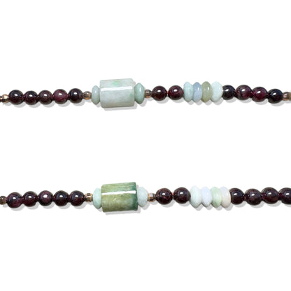 Passion Necklace with Garnet, Burma Jade Gourd Carving