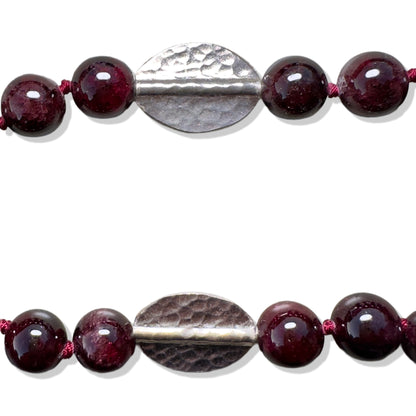 Passion Necklace with Garnet, Burma Jade Pendant and Pure Silver Bead
