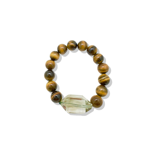 Protection Bracelet with Tiger's Eye and Clear Quartz
