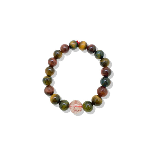 Protection Bracelet with Tiger's Eye and Red Rutilated Quartz