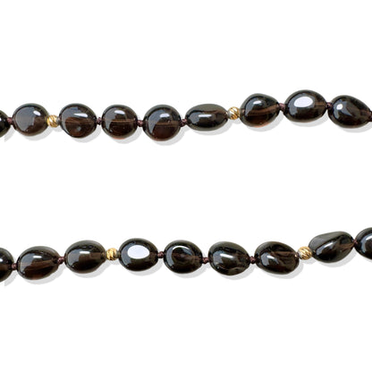 Protection Necklace with Smoky Quartz and Lizard Jade Carving