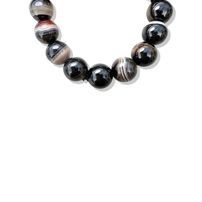 Protection Bracelet with Black Lace Agate and Freshwater Pearl
