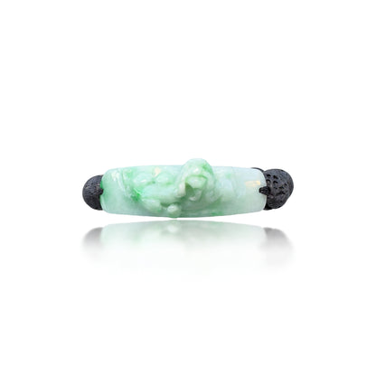 Protection Bangle with Lava and Burma Jade Pi Xiu (貔貅)  Carving